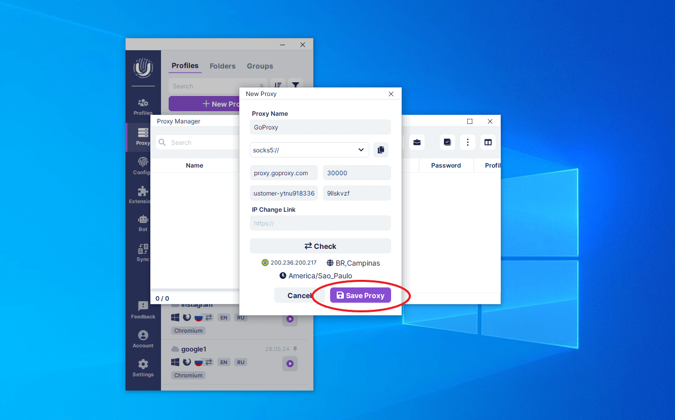 Undetectable.io > ProxyManager -新しいプロキシが追加され、保存されました