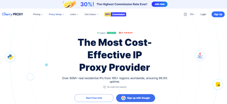 全球超过8000万个IP地址的Cherry Proxy的最佳代理